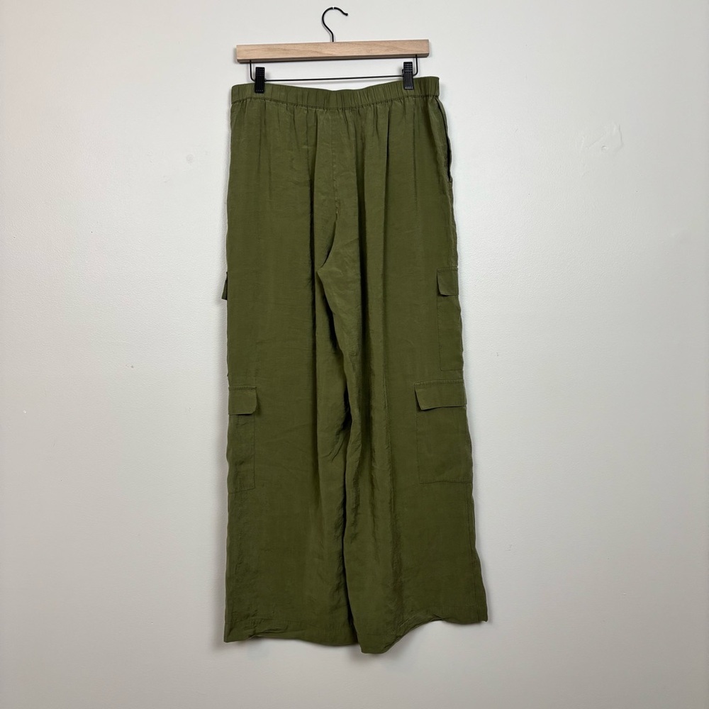 Madewell Pants Womens Medium Green Pull-On Wide-Leg Cargo in Softdrape - Picture 4 of 10